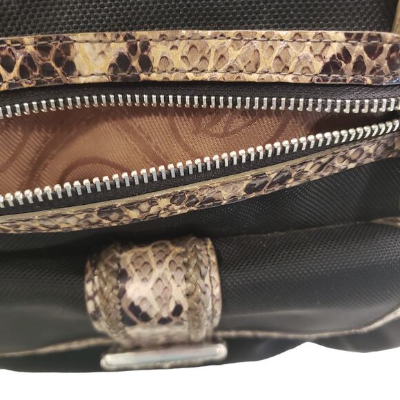 Womens Brighton Handbag Faux Python Trim Shoulder Bag Black Snakeskin Purse - Picture 15 of 16